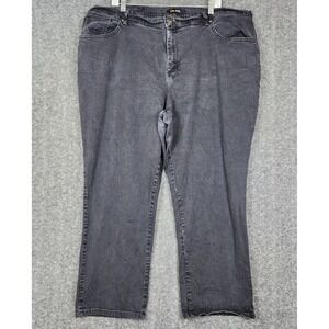 Lee Jeans Womens 22W Black Relaxed Fit Straight Leg High Rise Stretch Denim